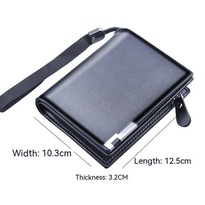 Men's Zipper Wallet Men's Large Capacity Three Fold