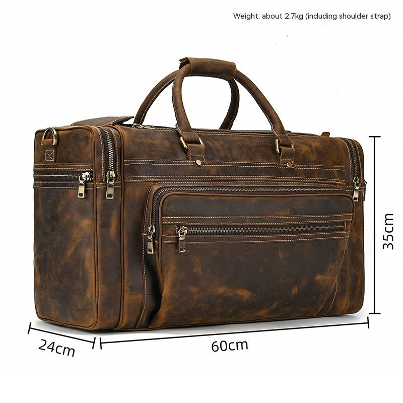 Large Capacity Retro Crazy Horse Leather Travel Bag