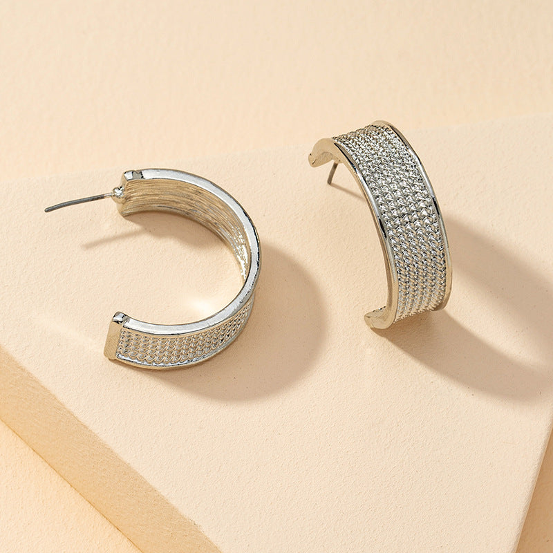 Metal Texture C- Shaped Earrings