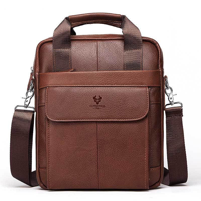 Hummer Business Commute Genuine Leather Men's Business Messenger Bag