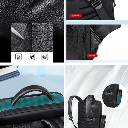 Men's Leather USB Charging Waterproof And Anti-theft Large Capacity Travel Bag