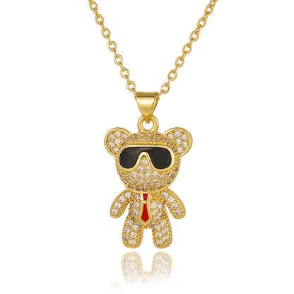 Copper Micro Inlay Light Luxury Zircon Animal Pendant Necklace