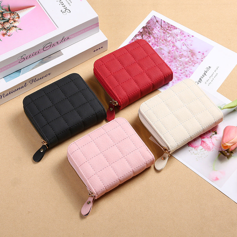 Fashion Plaid Embroidered Card Holder Mini Ladies