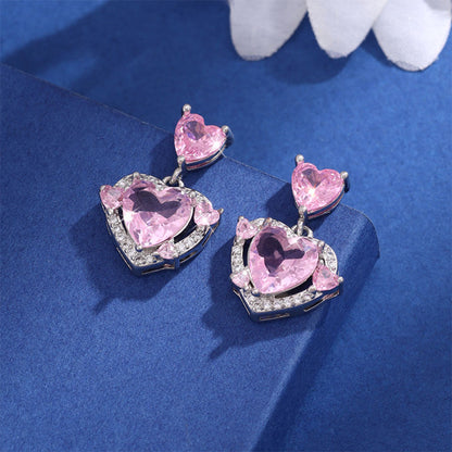 Micro Inlaid Zircon Hollow Heart Ear Studs Female