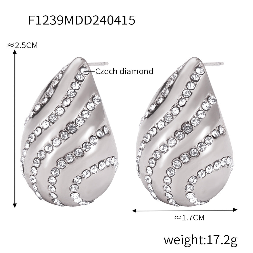 Retro Minority Affordable Luxury Style With Diamond Design Sense Water Drop-shaped Earrings