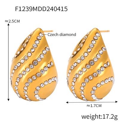 Retro Minority Affordable Luxury Style With Diamond Design Sense Water Drop-shaped Earrings