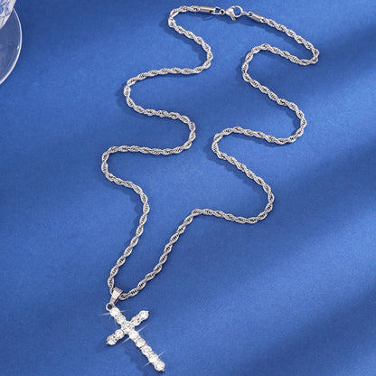 Hip Hop Diamond Cross Necklace For Women