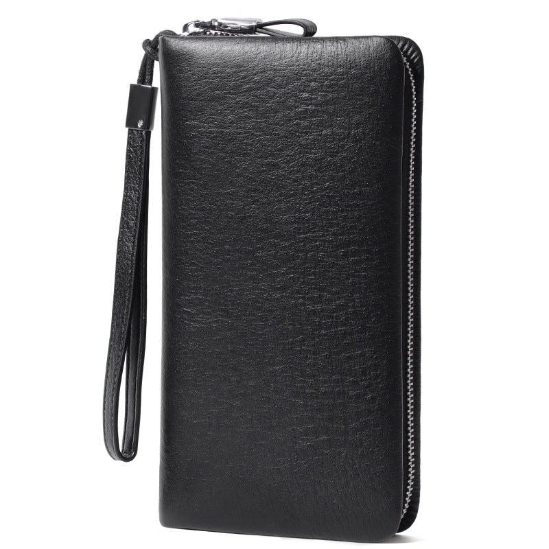 Men's Ostrich Grain Long Wallet Zipper Handbag