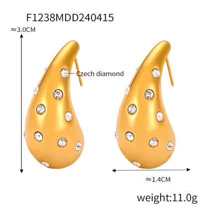 Retro Minority Affordable Luxury Style With Diamond Design Sense Water Drop-shaped Earrings