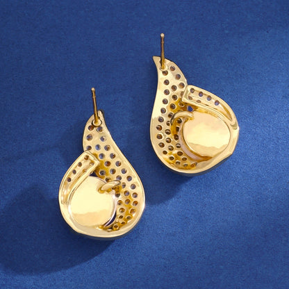 Flame Pattern Pearl Stud Earrings For Women