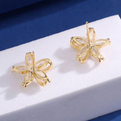 Simple Design Irregular Windmill Zircon Flower Stud Earrings For Women