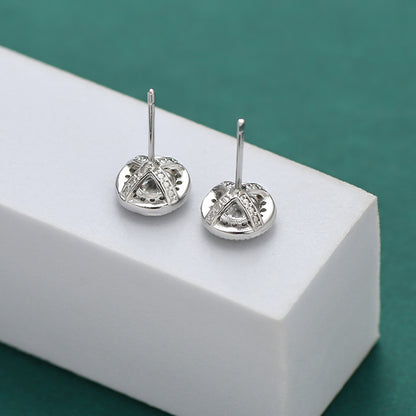 Simple Design Micro-inlaid Diamond Super Shiny Round Studs