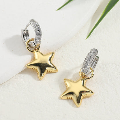 Geometric Heart Shape Artistic Retro Star Earrings