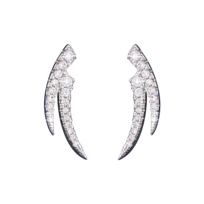 Simple Design Micro-inlaid Diamond Half Crescent Ear Studs For Women