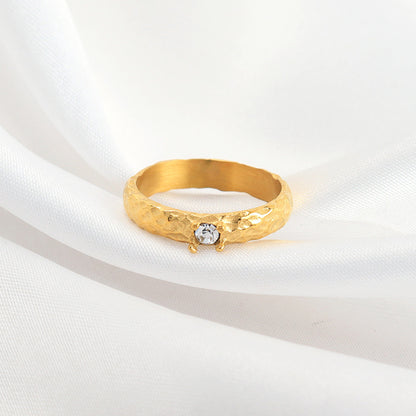 18K Gold-plated Ring With Round Surface Inlaid Pearl