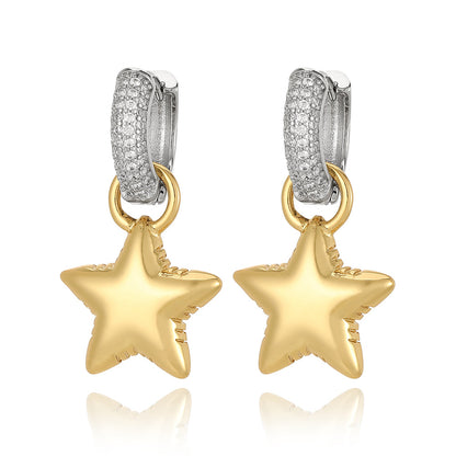 Geometric Heart Shape Artistic Retro Star Earrings