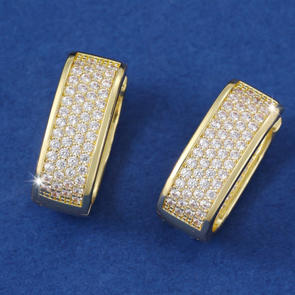 Micro-inlaid Diamond Super Shiny Square Earrings For Women