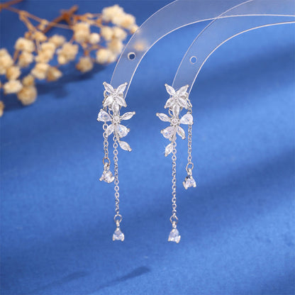 Long Tassel Flowers Light Luxury Stud Earrings For Women