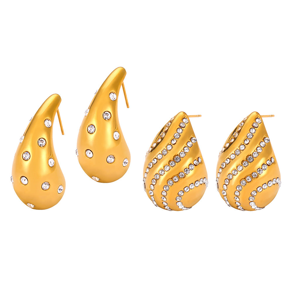 Retro Minority Affordable Luxury Style With Diamond Design Sense Water Drop-shaped Earrings