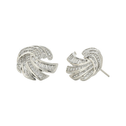 Irregular Curved Zircon Stud Earrings For Women