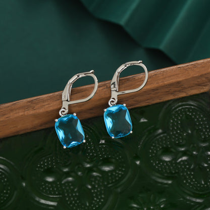 Micro-inlaid Blue Zircon Pendant Earrings For Women