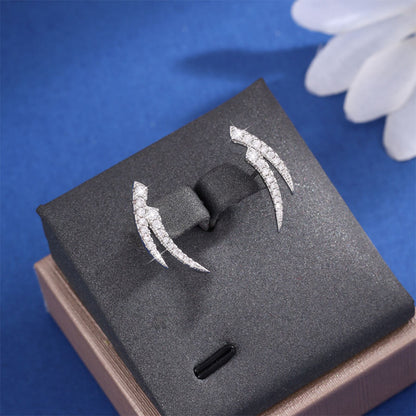 Simple Design Micro-inlaid Diamond Half Crescent Ear Studs For Women