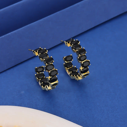 Geometric Inlaid Zircon C- Shaped Ear Ring Women