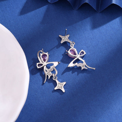 Irregular Asymmetric Four Eight-pointed Stars Stud Earrings