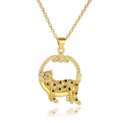 Copper Micro Inlay Light Luxury Zircon Animal Pendant Necklace