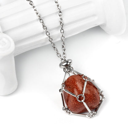 Stainless Steel Chain Irregular Rolling Stone Necklace