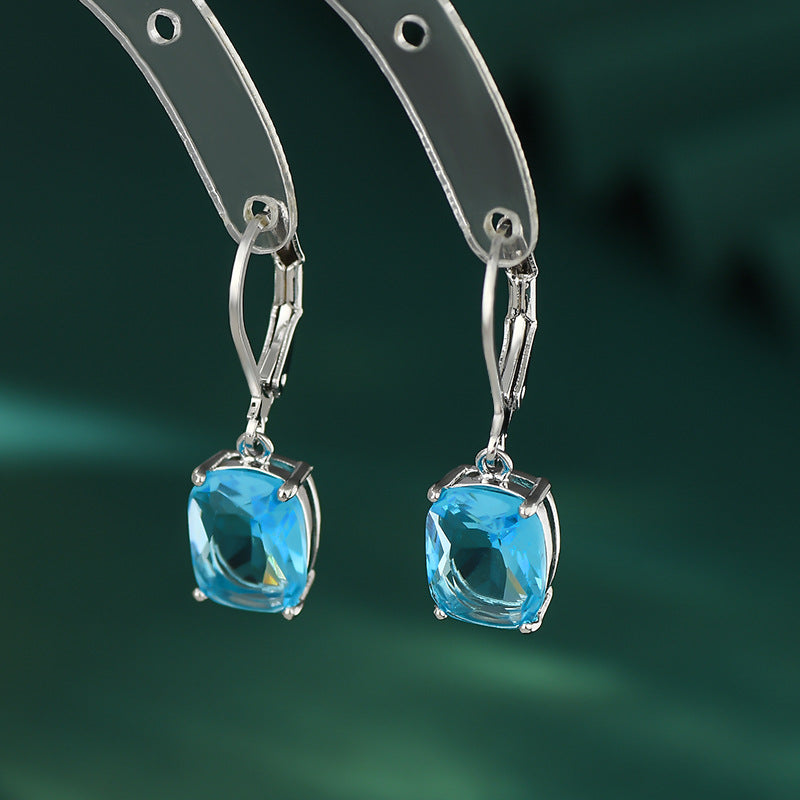 Micro-inlaid Blue Zircon Pendant Earrings For Women