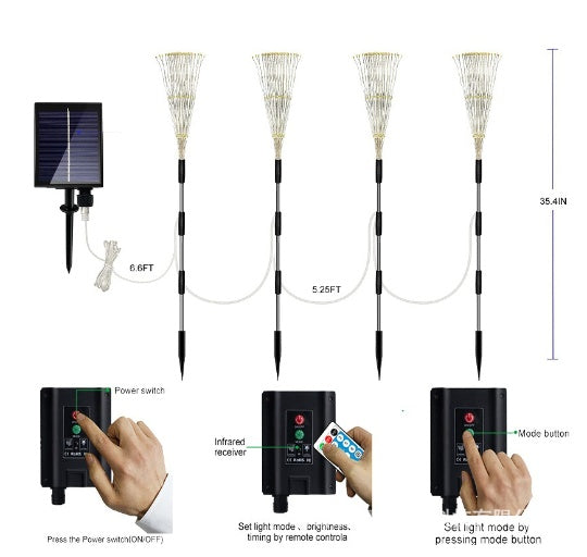 Solar Fireworks Lamp Drag A Waterproof Lawn Floor Outlet